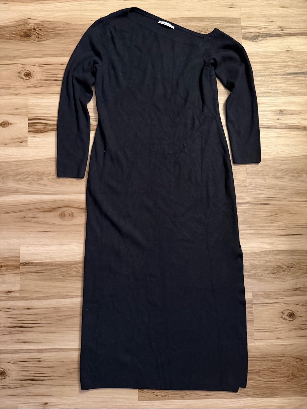 Abercrombie Black Ribbed Asymmetric Off Shoulder Maxi Dress XLT NWT
